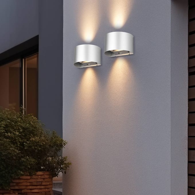 Reality Leuchten Buitenwandlamp Talent, titaniumkleurig, breedte 16 cm