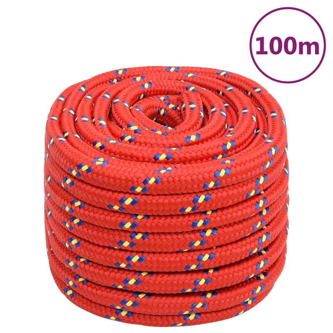 vidaXL Boottouw 20 mm 100 m polypropyleen rood