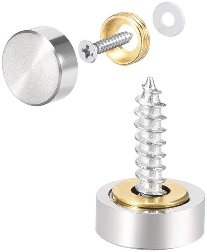 Spiegel Schroeven - Decoratieve Kappen - Meubels Afwerken - Geborsteld Staal - 10mm