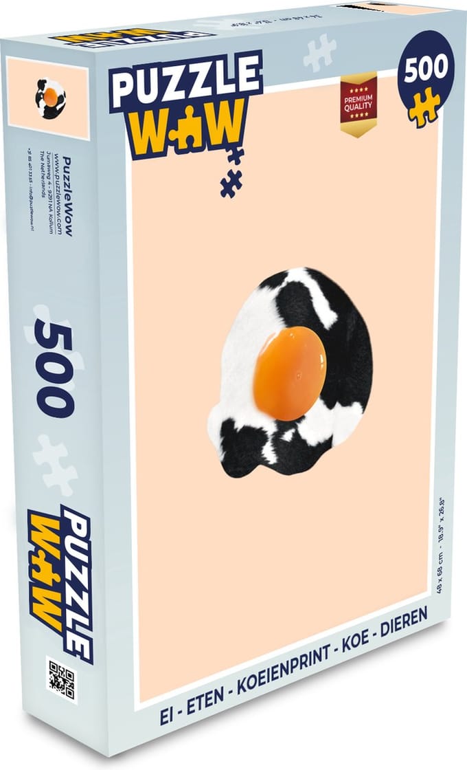Puzzel Ei - Eten - Koeienprint - Koe - Dieren - Legpuzzel - Puzzel 500 stukjes