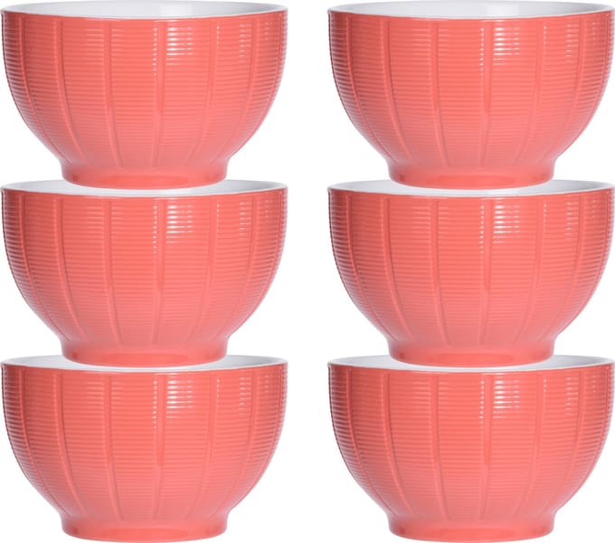 Excellent Houseware Soepkommen/serveer schaaltjes - 6x - Venice - keramiek - D14 x H8 cm - steenrood