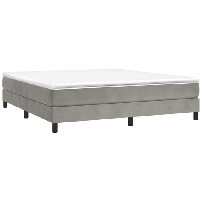 vidaXL - Boxspring - bed - 160x200 - cm - fluweel - lichtgrijs
