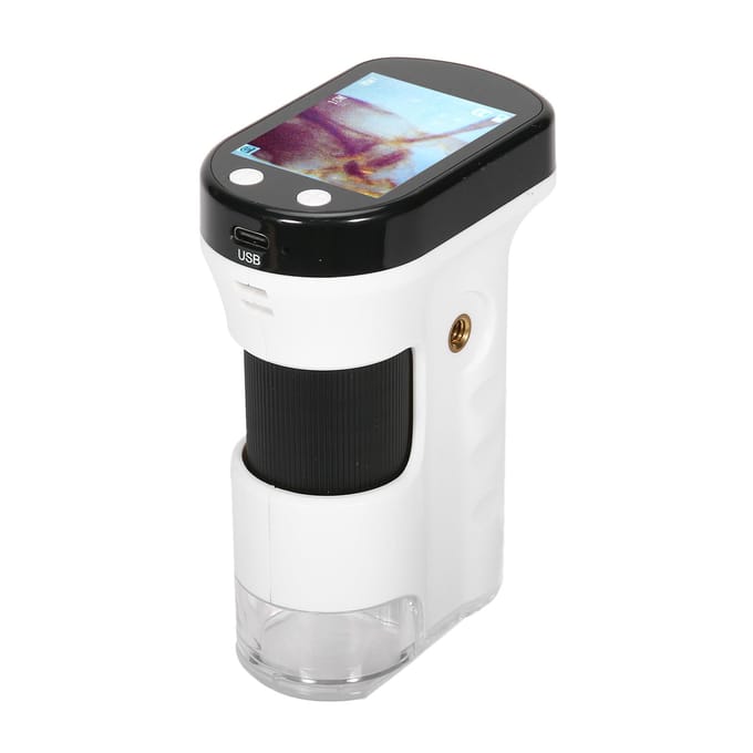 Microscope numérique portable, rechargeable, de poche, avec écran LCD de 2,4 pouces, mini-microscope portable blanc noir
