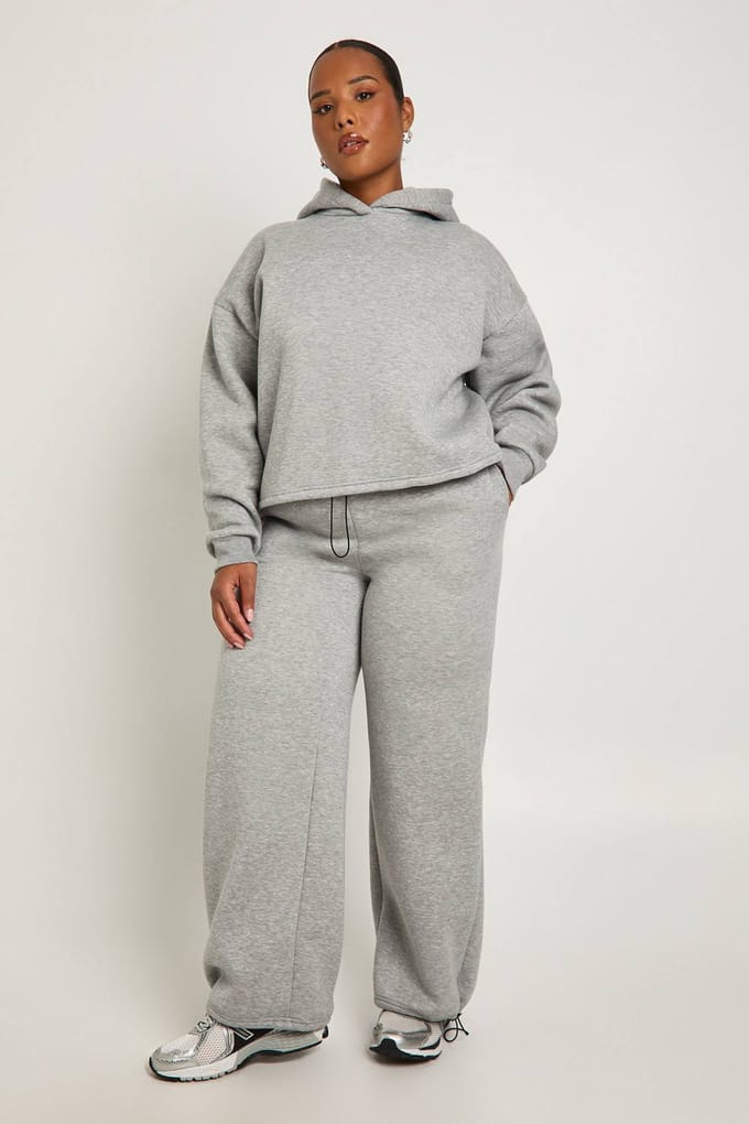 boohoo Dames Plus Toggle Joggers met wijde pijpen | Ash Grey | Maat: 16