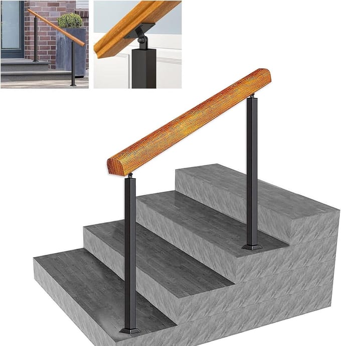 Trapleuning - Steunsteun - Veilig traplopen - Verstelbaar ontwerp - 85 cm hoog - Zwart
