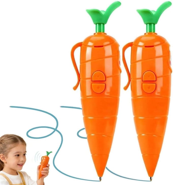 Wortel Recorder Pen - Opname Pen - Creatief Schrijven - 20 Seconden Opname - 2 Stuks - Oranje