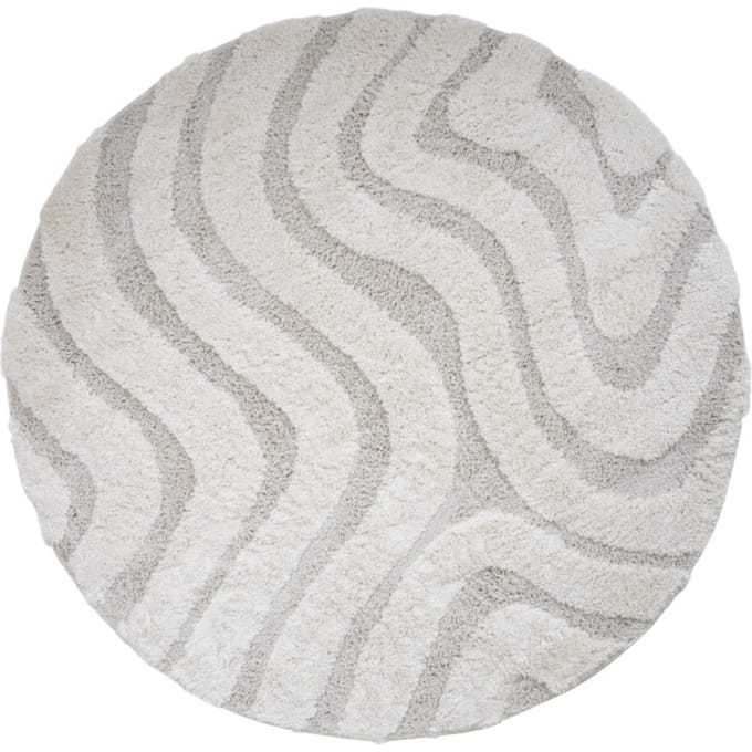 Vloerkleed Isa Cream 260 - Rond ø160 cm - Design Hoog-Laag Vloerkleed in Scandinavische / Japandi Stijl