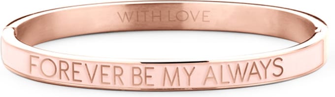 Key Moments 8KM-BC0020 Stalen Bangle met Tekst - Forever Be My Always - One-size - Rosékleurig / Licht roze