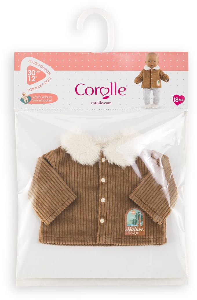 Corolle poppenjasje velours Kleine Ontdekker 30cm bruin fleece.