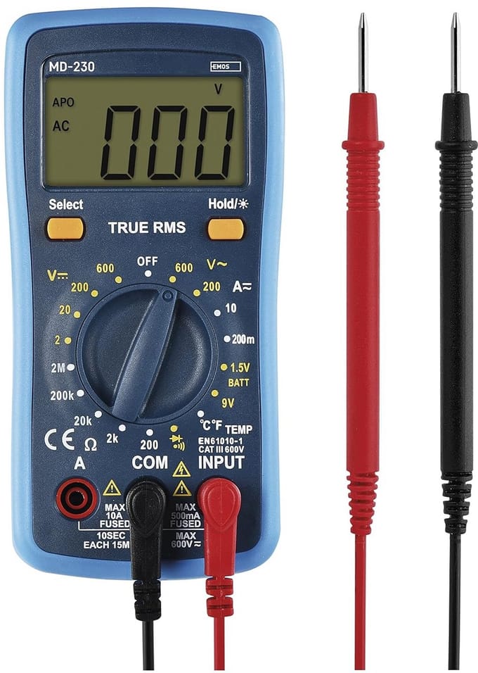 Digitale Multimeter CATIII 600V - True RMS Stroommeter met Batterijtester en Geheugenfunctie