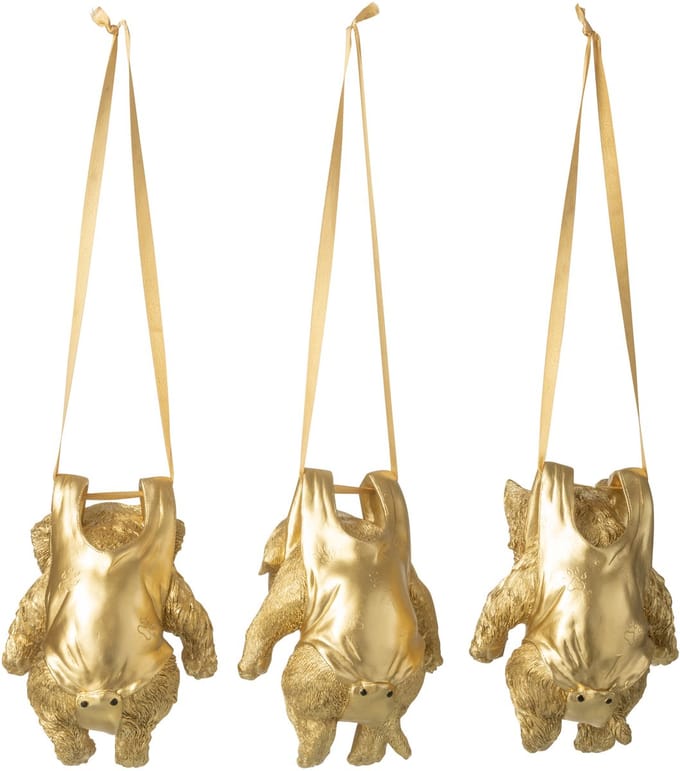 J-Line hanger Hond - kunststof - goud - 3 stuks