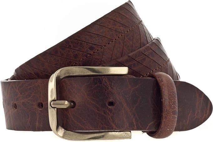 b.belt riem Gold Ledergürtel W85 Mid Brown bruine