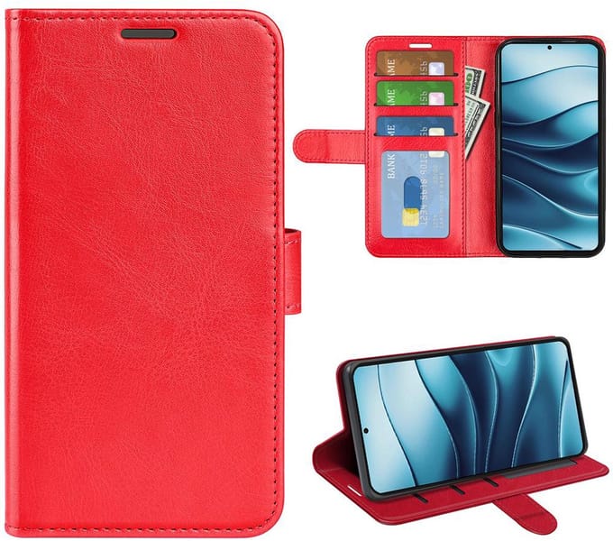 MobyDefend Hoesje - Geschikt voor Xiaomi Redmi Note 14 Pro 5G - Wallet Book Case (Sluiting Achterkant) - Rood