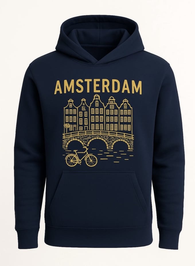 Hoodie Fiets Amsterdam - Donkerblauw - M