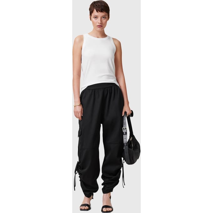 AllSaints Kaye Tencel Trouser Black Taglia: S | Pantaloni cargo Outlet | Donna | Nero