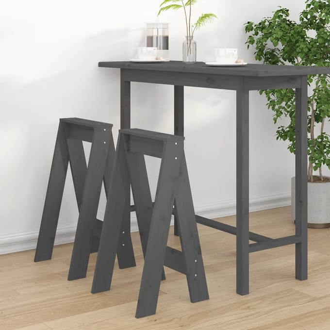 vidaXL - Krukken - 2 - st - 40x40x75 - cm - massief - grenenhout - grijs
