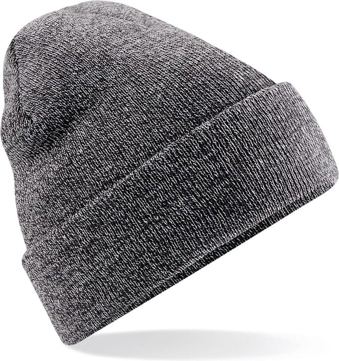 Beechfield Beanie Wintermuts - 100% soft Acryl - grijs - Super soft - Brede omslag band - dames/ heren