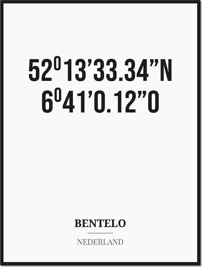 Poster/kaart BENTELO met coördinaten