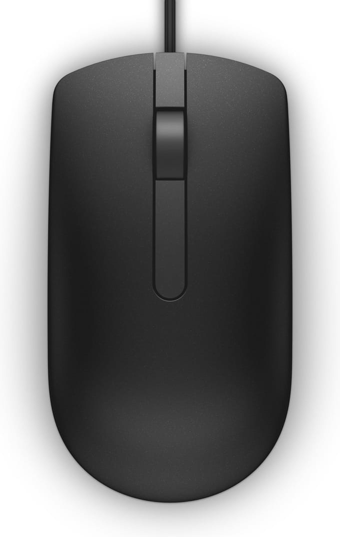 Dell - optische bedraad usb muis - links- en rechtshandig - zwart - MS116 - 1000 dpi