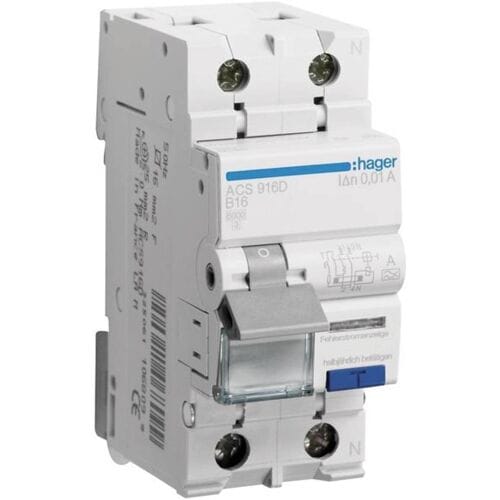 Hager ACS916D Aardlekschakelaar/zekeringautomaat 2-polig 16 A 0.01 A 240 V
