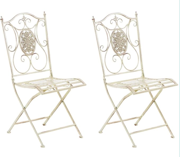 CLP Sibell Set van 2 tuinstoelen - Opvouwbaar antiek/creme