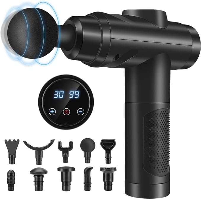 QORA® Massage Gun Professioneel - Massage Gun - Zwart - 28cm x 24cm x 7cm