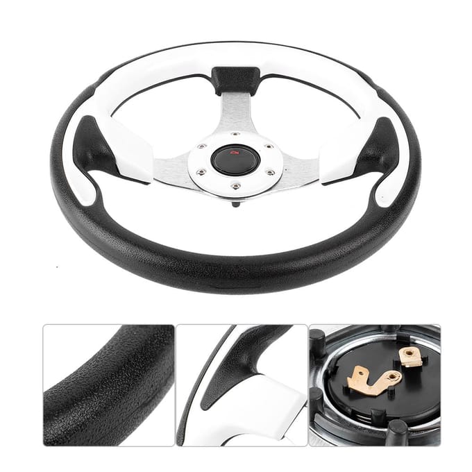 13 inch 320 mm universeel PU-lederen autosportrace-driftstuurwiel, wit gray