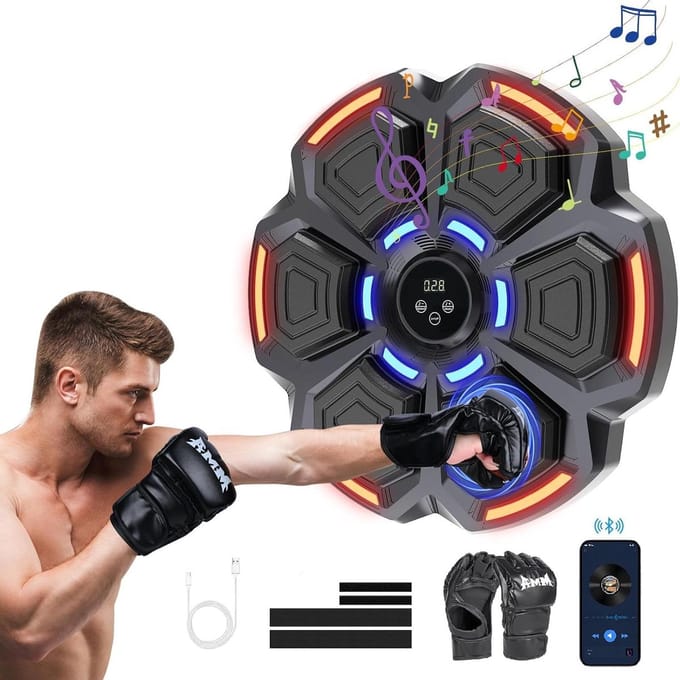 Muziek Boksmachine - Bokstrainer Bokszak - Thuis Training - 9 Snelheidsmodi - 41x41x6.5cm - Zwart