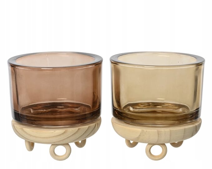 Kaemingk Serie - Glasen Decoratieve Kandelaar - 9,5cm - Transparant - Ryflowed