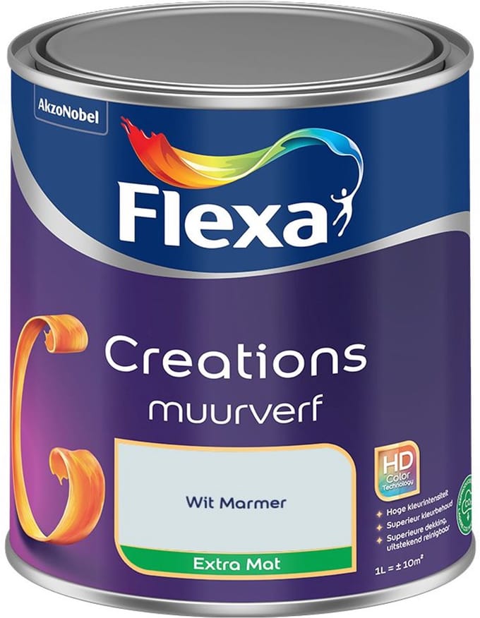 Flexa - Creations Muurverf Extra Mat - Wit Marmer - Mengverf - 1 L