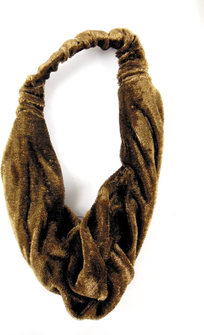 Haarband middel velvet knoop bruin - Herfst - Herfstkleuren