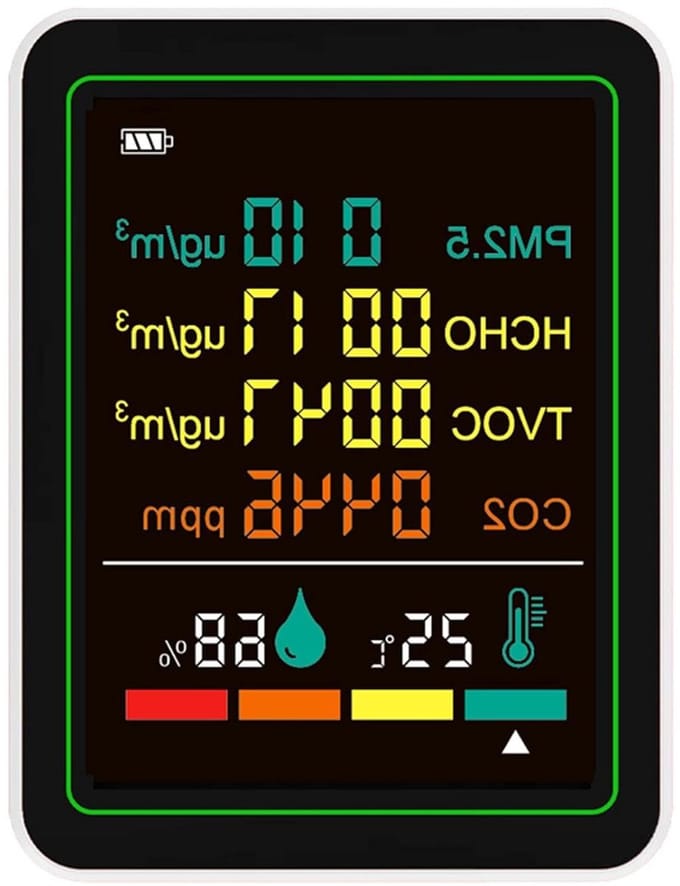 Luchtkwaliteitstester - Binnenluchtmonitor - Luchtkwaliteit Meten - 6-in-1 Detectie - 1200mAh Batterij - Wit