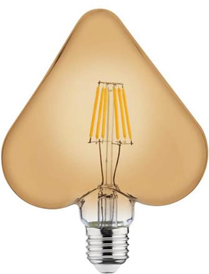 LED Lamp - Filament Rustiek - Hart - E27 Fitting - 6W - Warm Wit 2200K