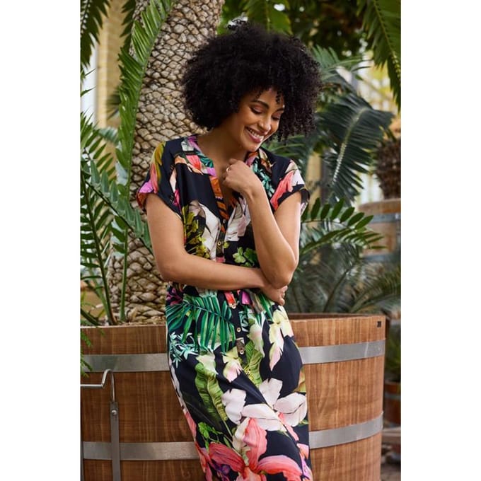 DIDI Dames Dress Novel Black Azore print maat 36