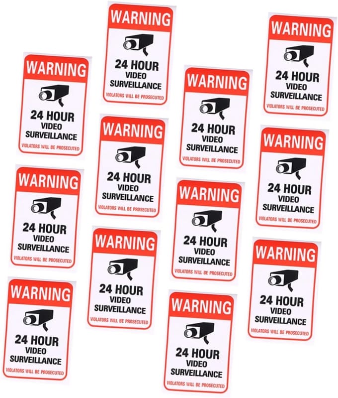 Waarschuwingsstickers Camera - Toezicht Bordjes - Veiligheid Vergroten - Weerbestendig Ontwerp - 20 Stuks - Rood Zwart Wit