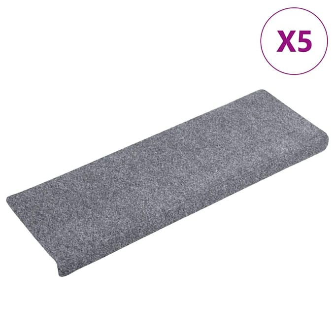 vidaXL - Trapmatten - Zelfklevend - 5 - stuks - 65x21x4 - cm - Lichtgrijs