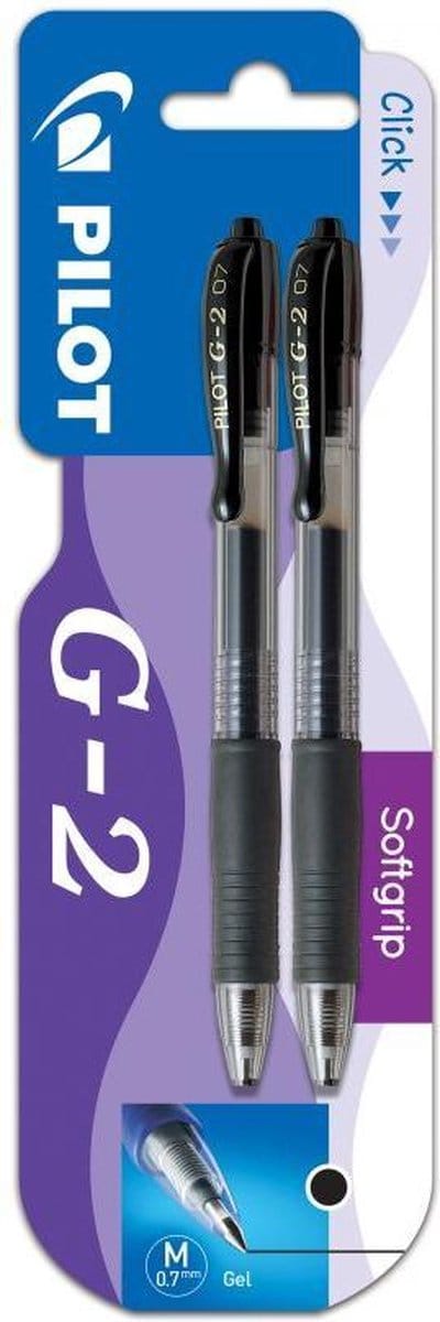 Pilot - G2 Premium clicker gel roller 0.7mm - zwart - per 2 verpakt