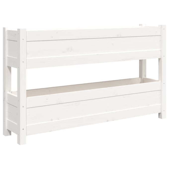 vidaXL - Plantenbak - 112x25x66 - cm - massief - grenenhout - wit