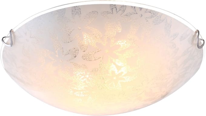 Plafondlamp glas opaal wit rond bloemdecor 30 cm Woonkamer