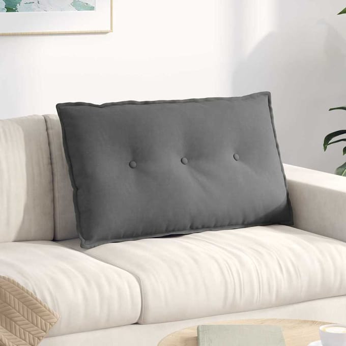 vidaXL - Rugkussen - Donkergrijs - 80 - x - 50 - cm - Microvezel - Stof