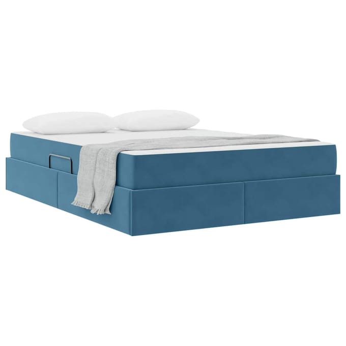 vidaXL - Opbergbed - met - matras - Donkerblauw - 140 - x - 200 - cm - Fluweel