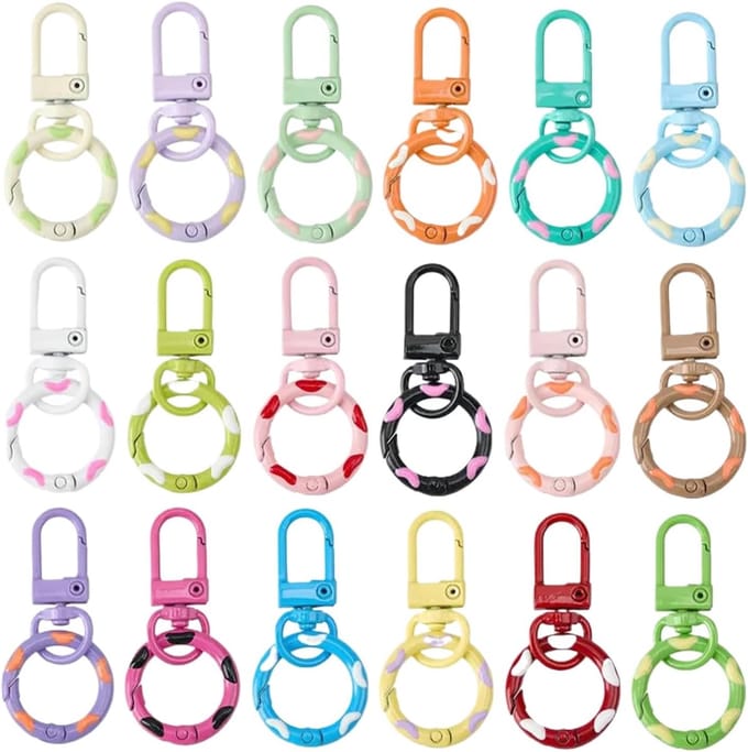 Lobster Claw Clasps, Candy Color Spring Keychains, 18 Piece Sturdy & Easy Use Fasteners, Portable Hook Set for Wallets, Bags, Bracelets, Backpacks, Craft Making and Diys Projects