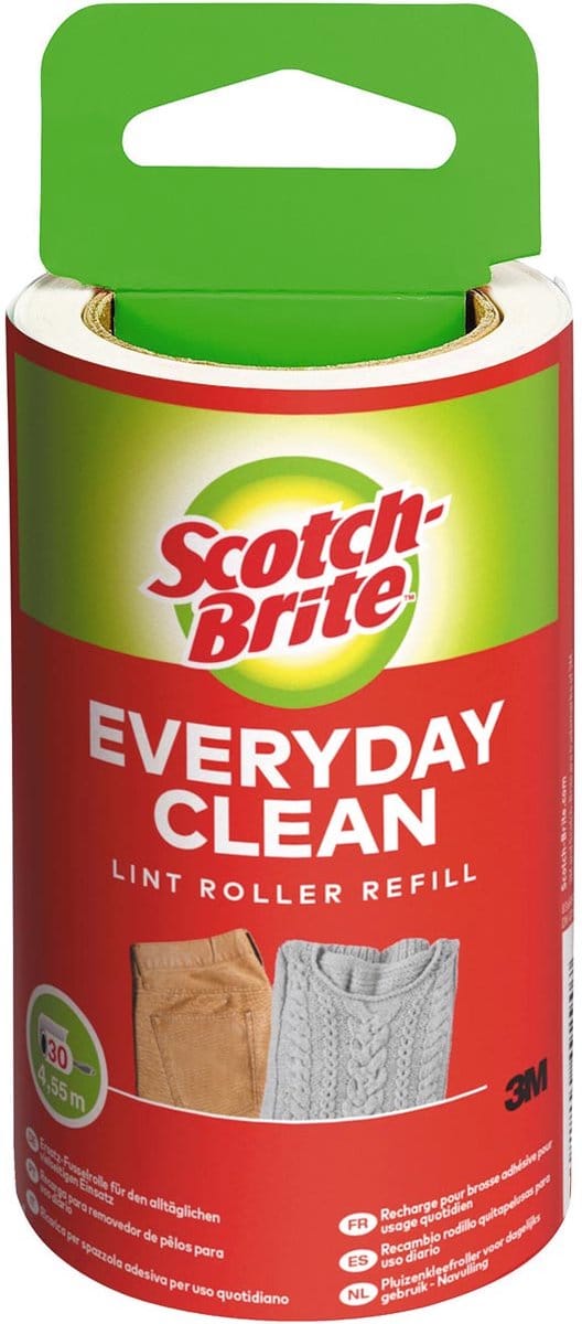 Kleidingroller Verwijderaar Roller Scotch-Brite 836RP-30 Reserverol voor Kleding-Pluisroller, zwart/wit, 30 vellen