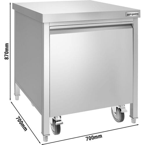 GGM Gastro Mülleimer - 50 Liter - mit Rollcontainer - Einwurföffnung & Frontauszug - Edelstahl Zilver