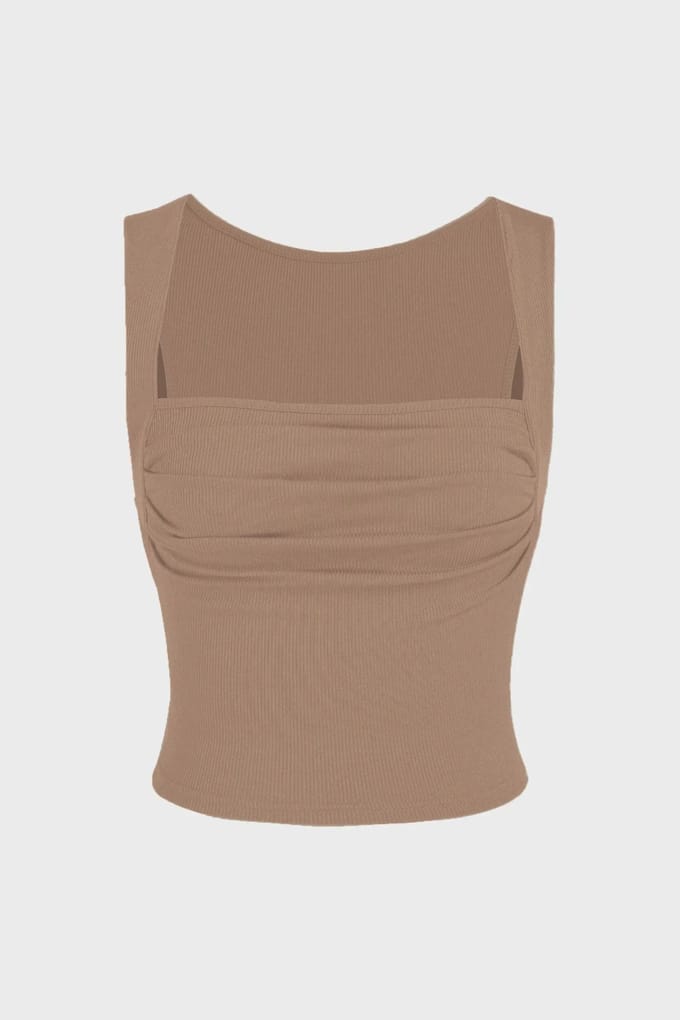 Gerimpelde Blouse met Vierkante Hals