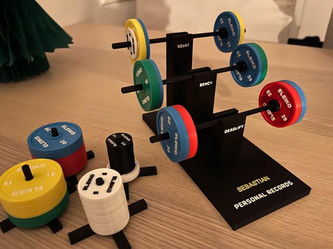 Minirek voor persoonlijke records - gewichten en powerlifting (minigym) - Met uw eigen naam!