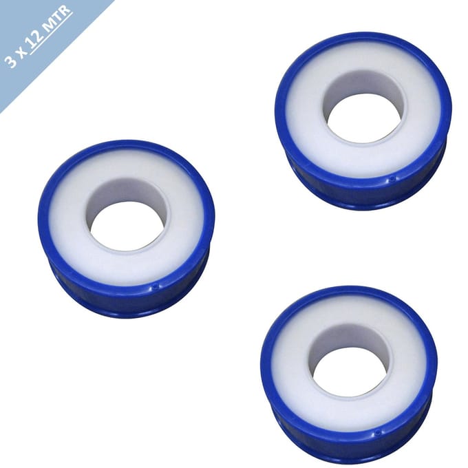 CriKo teflontape 12 mm x 12 mtr - Dikte 0,076 - Wit - 3 stuks
