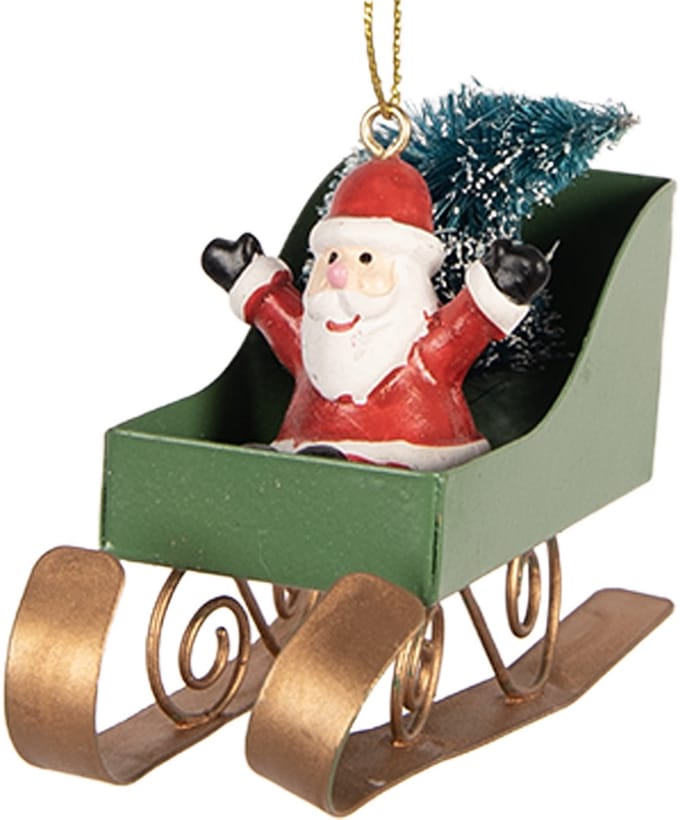 Clayre & Eef Kersthanger Slee 10x3x8 cm Groen Kunststof