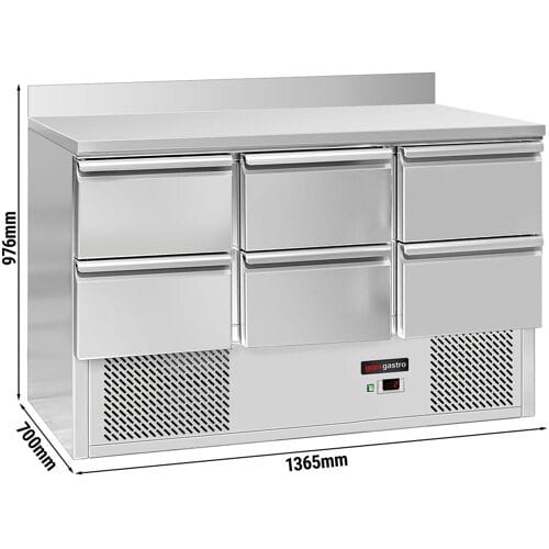 GGM Gastro Kühltisch ECO - 1365x700mm - 6 Schubladen - Aufkantung