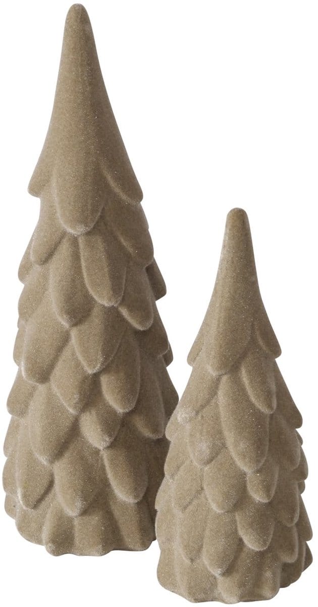 Beeld kerstboom beige set a 2 fluweel